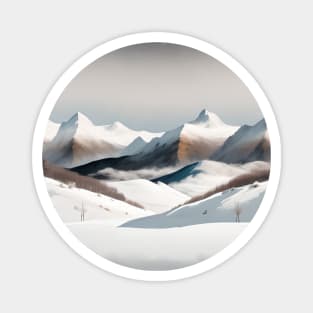 Modern Scandinavian Art Minimalist Winter Sports Snow Mountain Magnet